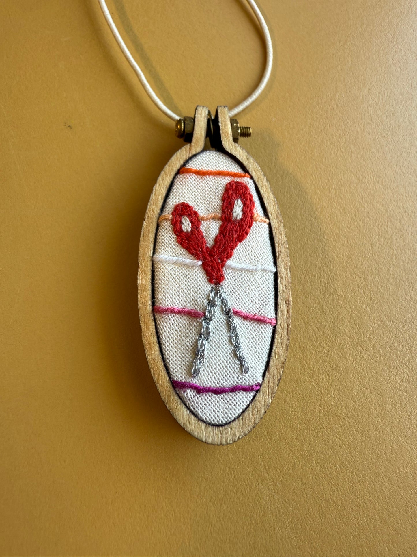 Scissor Necklace -Hand Embroidered