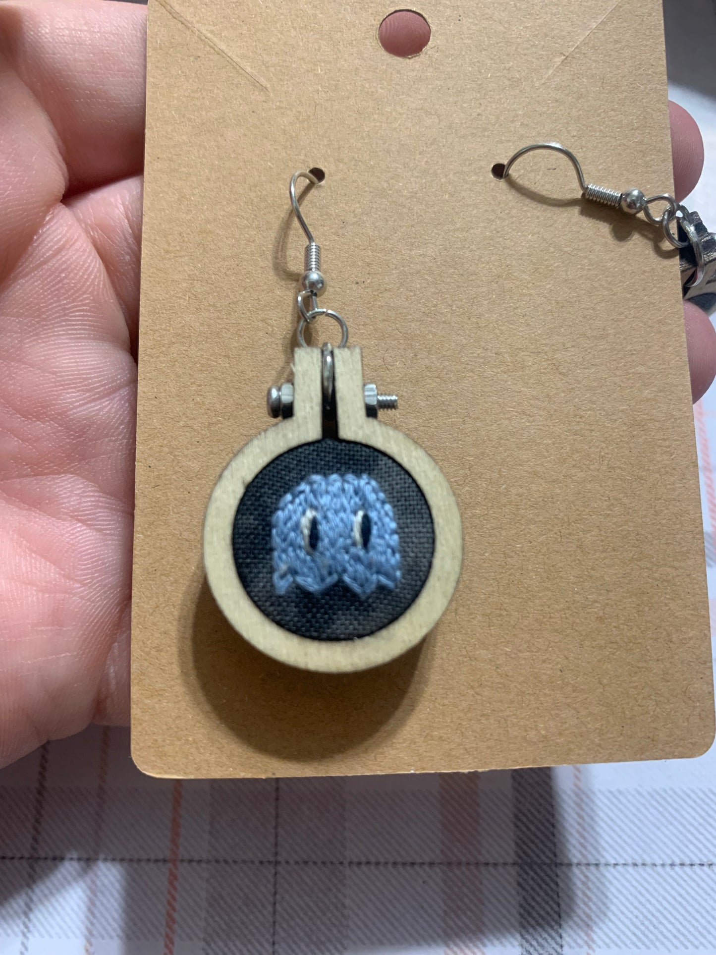 Pac-Man earrings - hand embroidered