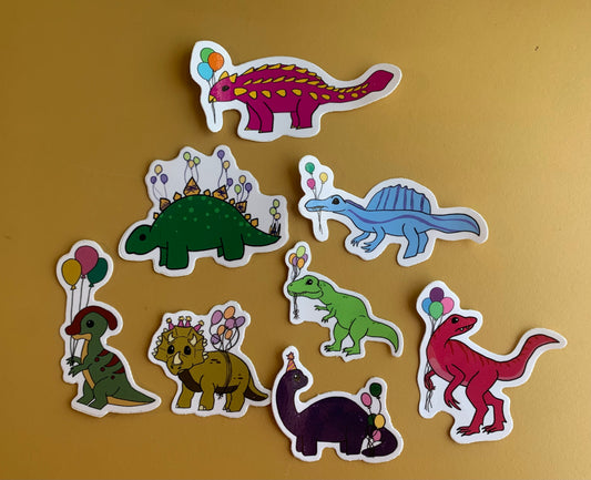 party dinosaur sticker pack