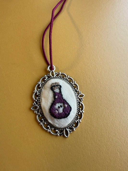 Potion bottle necklace - Hand Embroidered