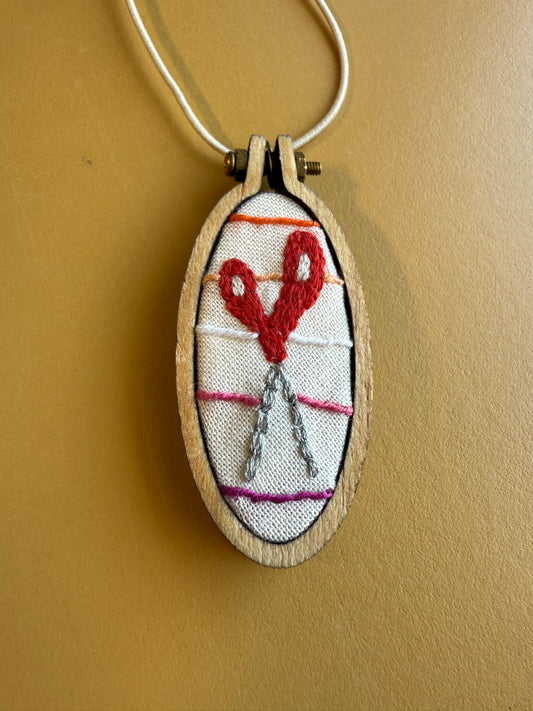 Scissor Necklace -Hand Embroidered
