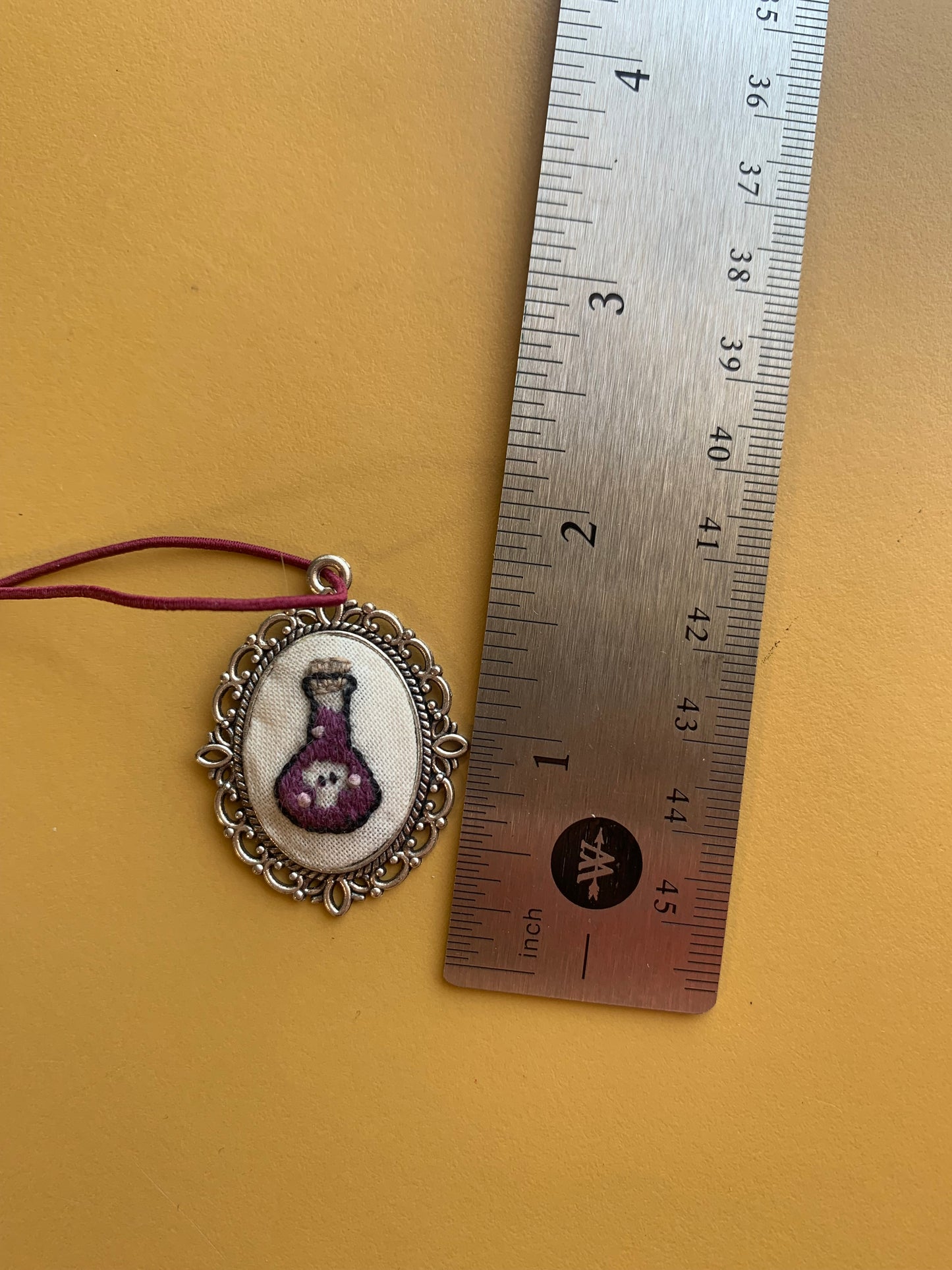 Potion bottle necklace - Hand Embroidered