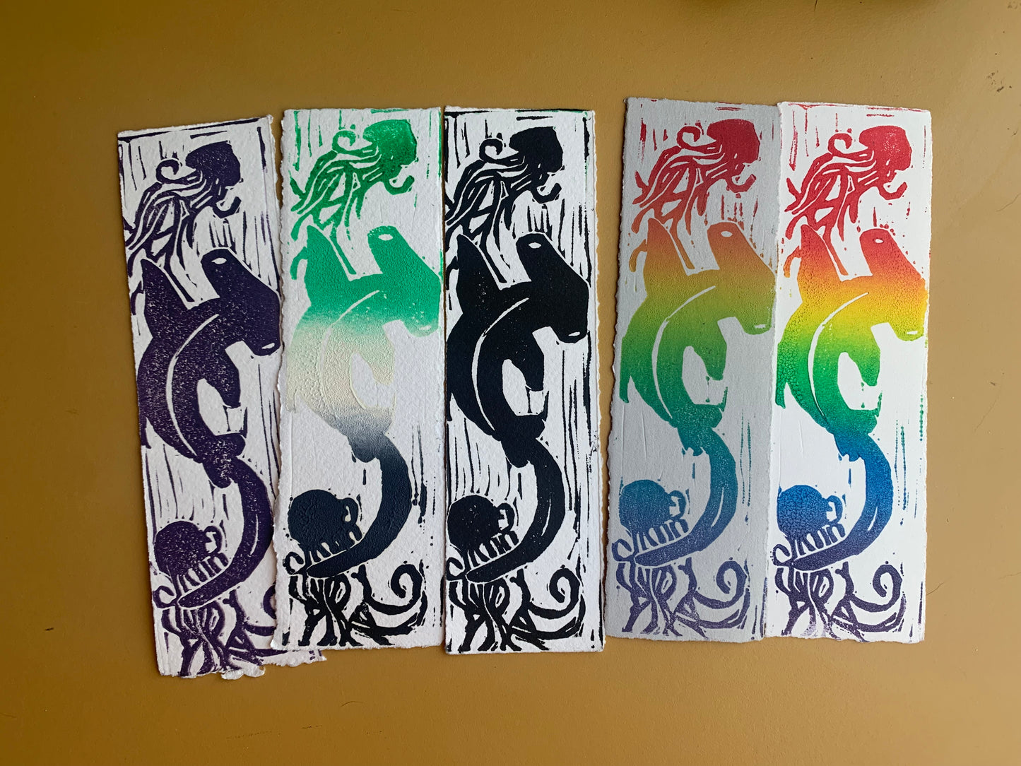 Linocut bookmark bundle